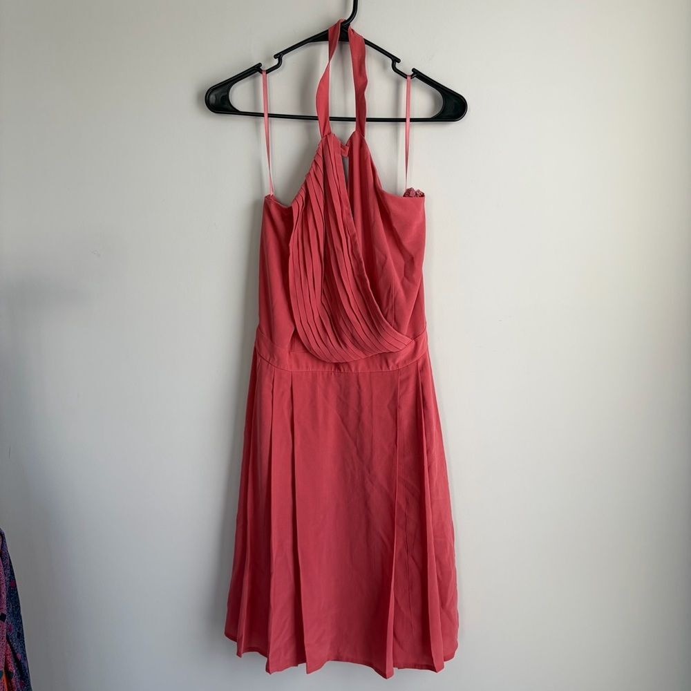 Space Style Concept 100% Silk Halter Neck Pleated Formal Bridesmaid Dress 46 IT